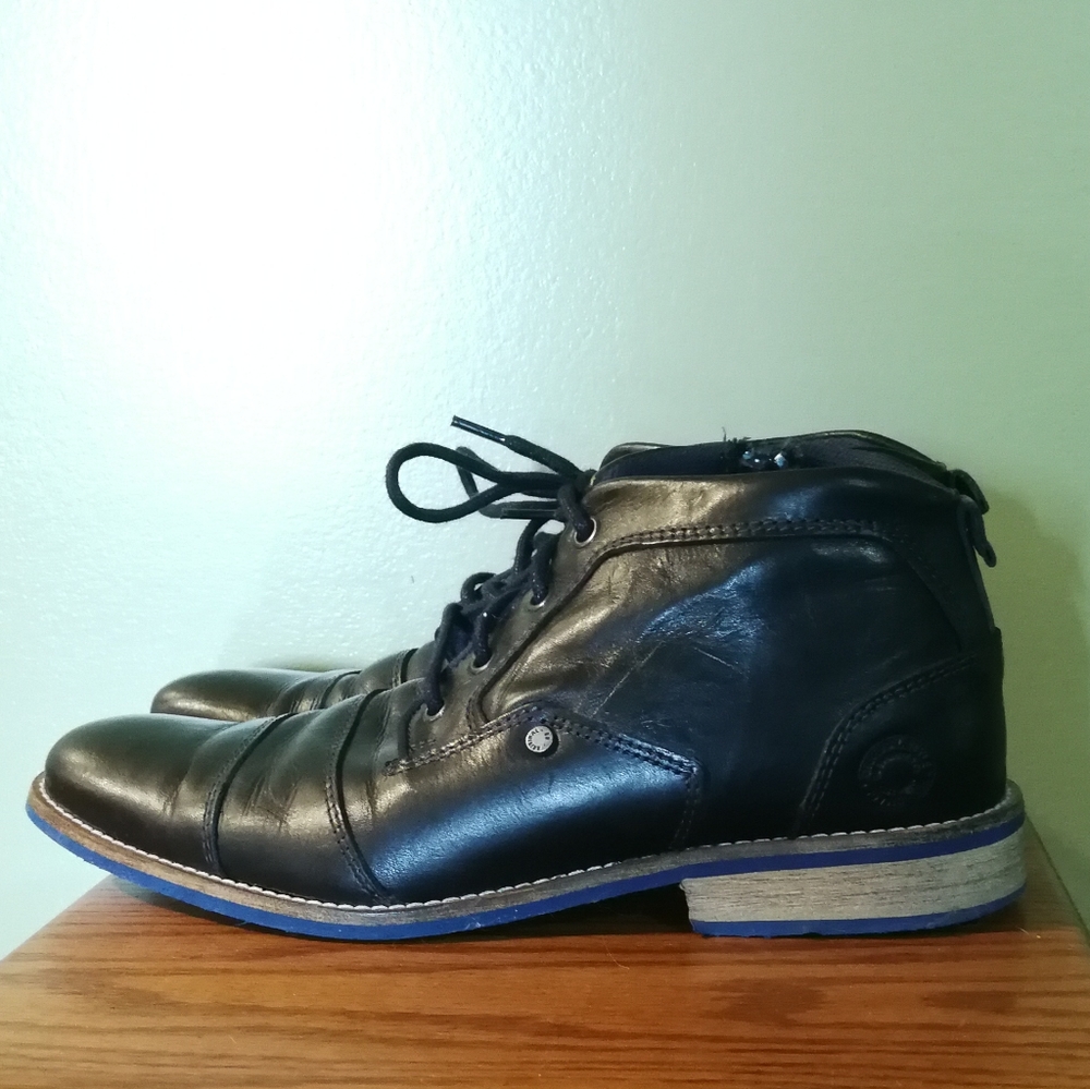 Steve Madden Kramer Black Leather Handmade Chukkas